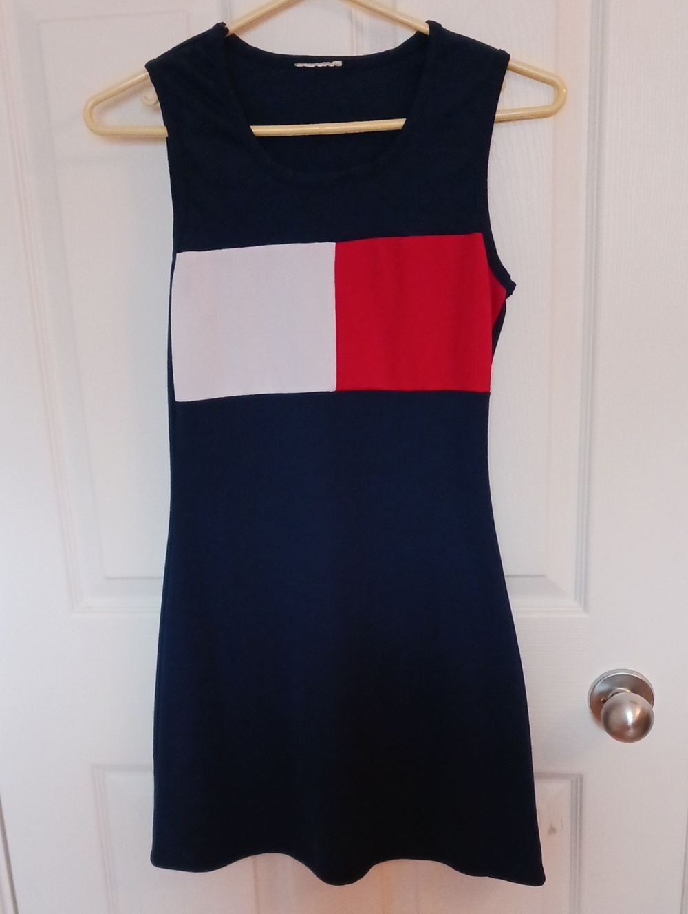 Tommy Hilfiger Navy Sleeveless Dress with White and Red Block